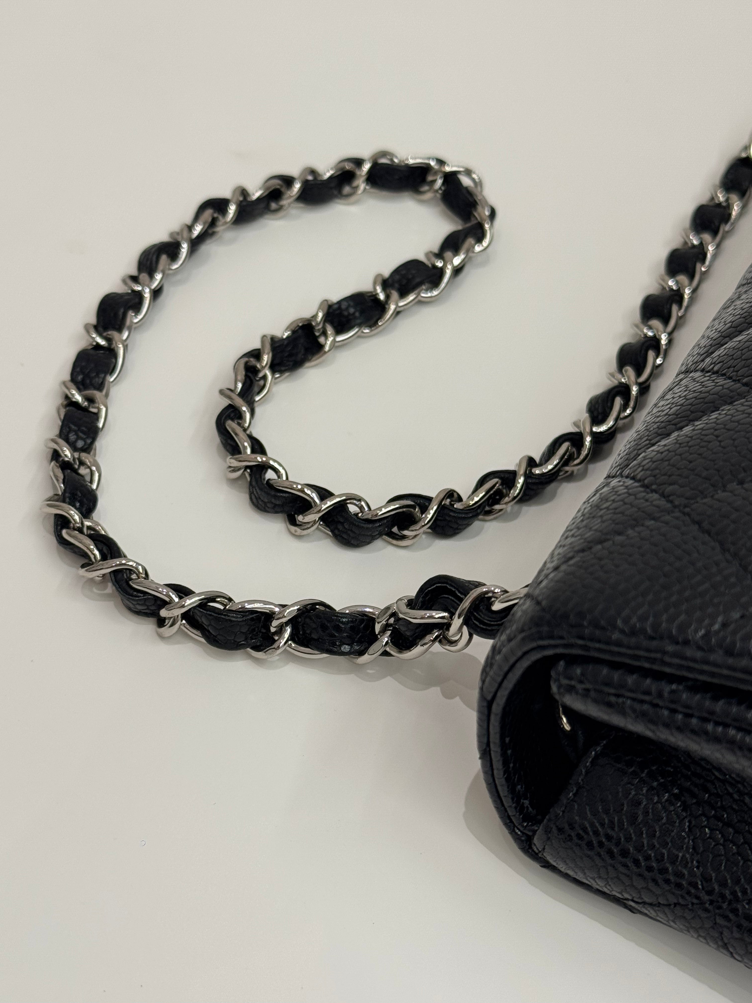 Chanel East West Flap Shoulder Bag Caviar Black