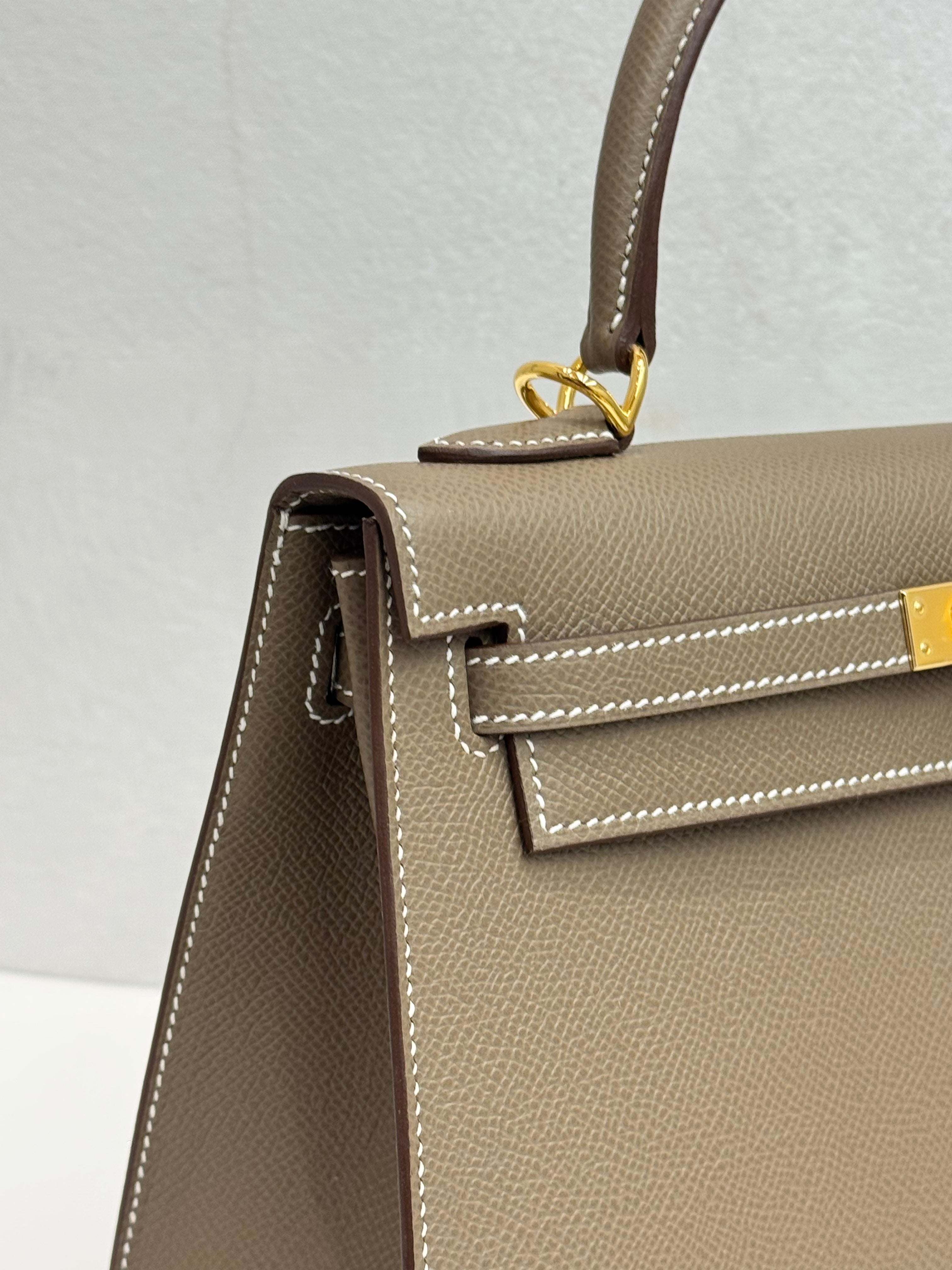 Hermes Kelly 25 Epsom Etoupe STAMP K