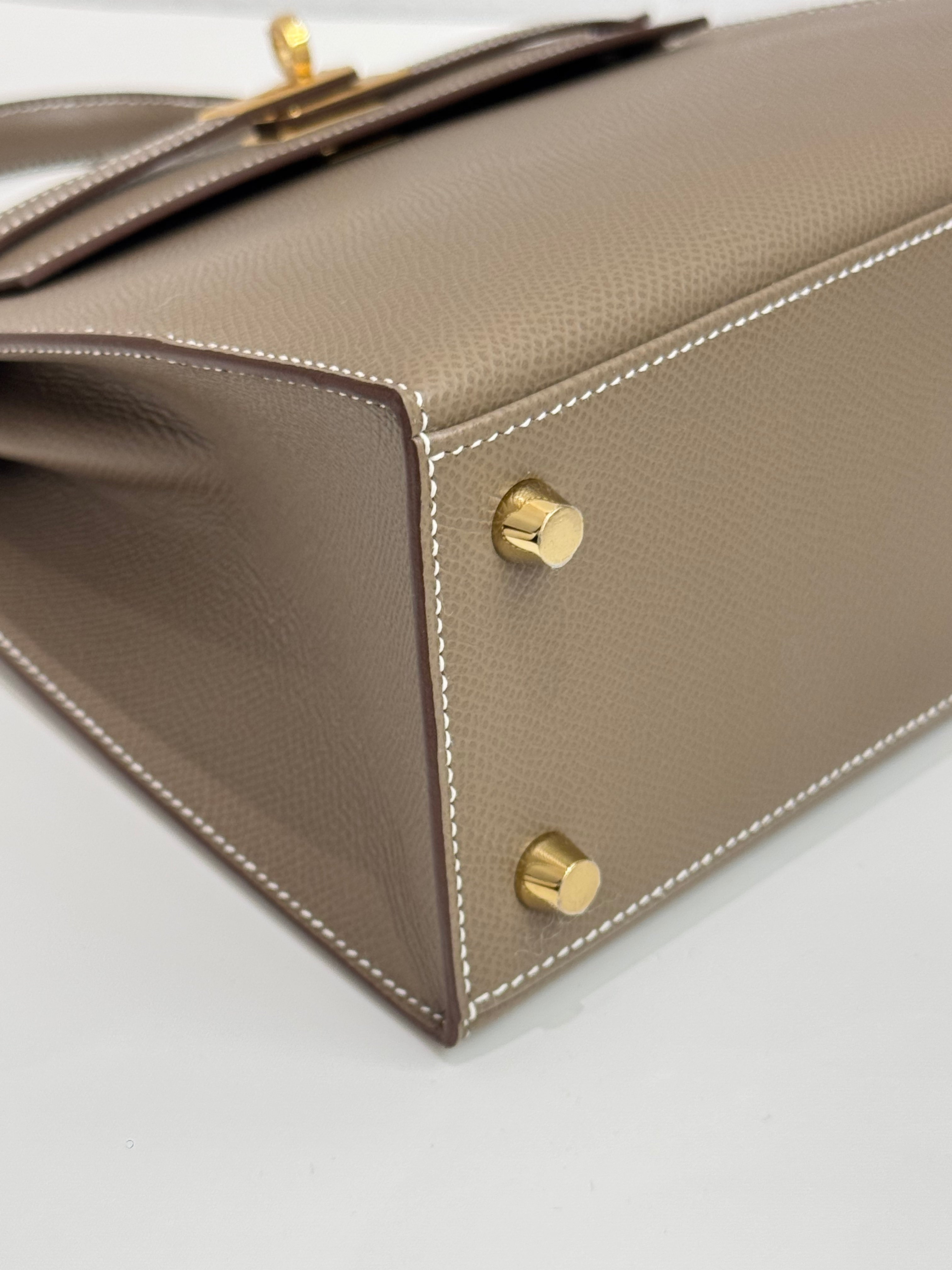 Hermes Kelly 25 Epsom Etoupe STAMP K