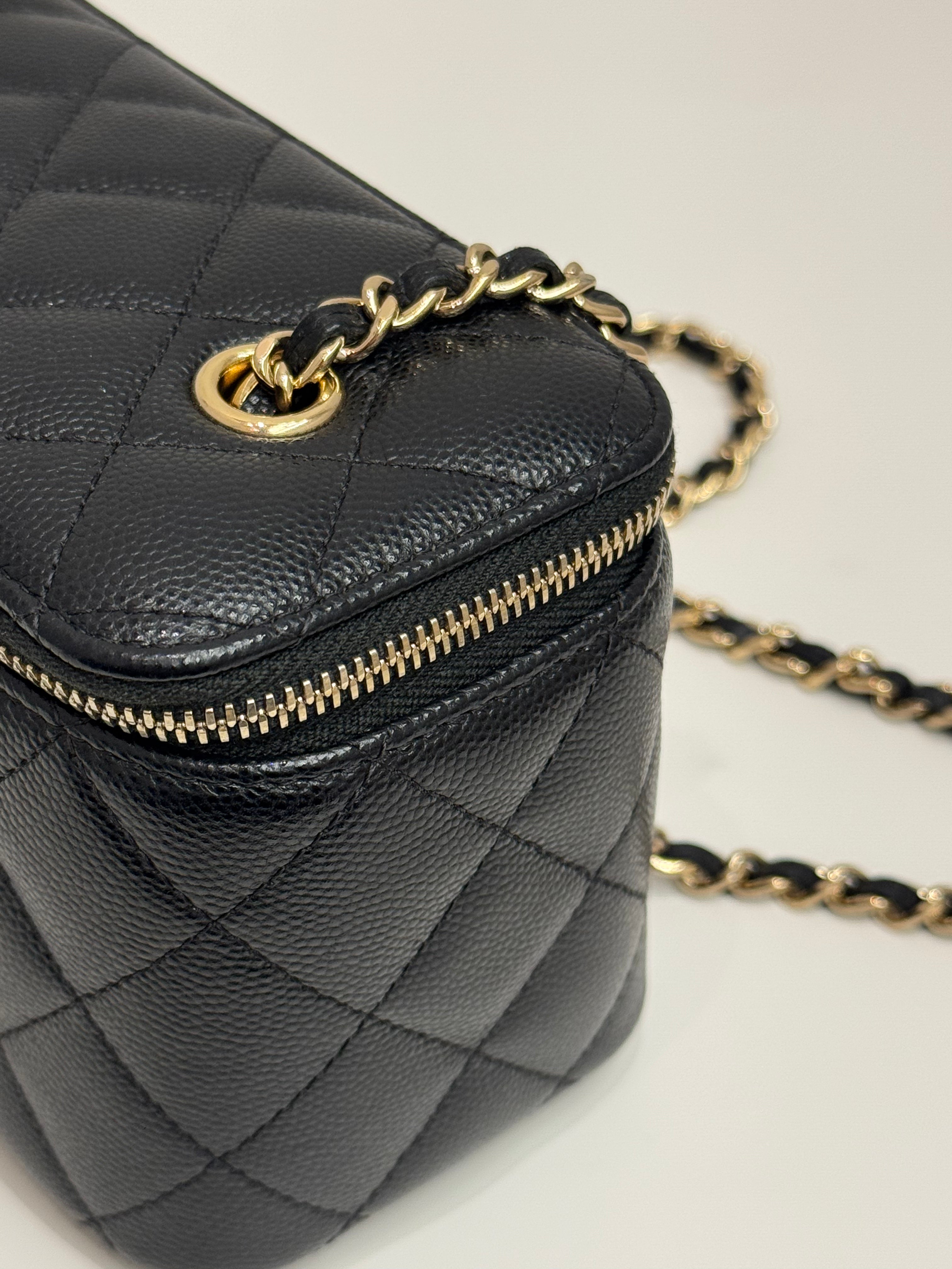 Chanel Long Vanity Case Caviar Black