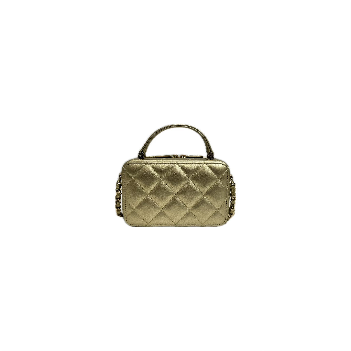 Chanel Top Handle Vanity Case Lambskin Gold