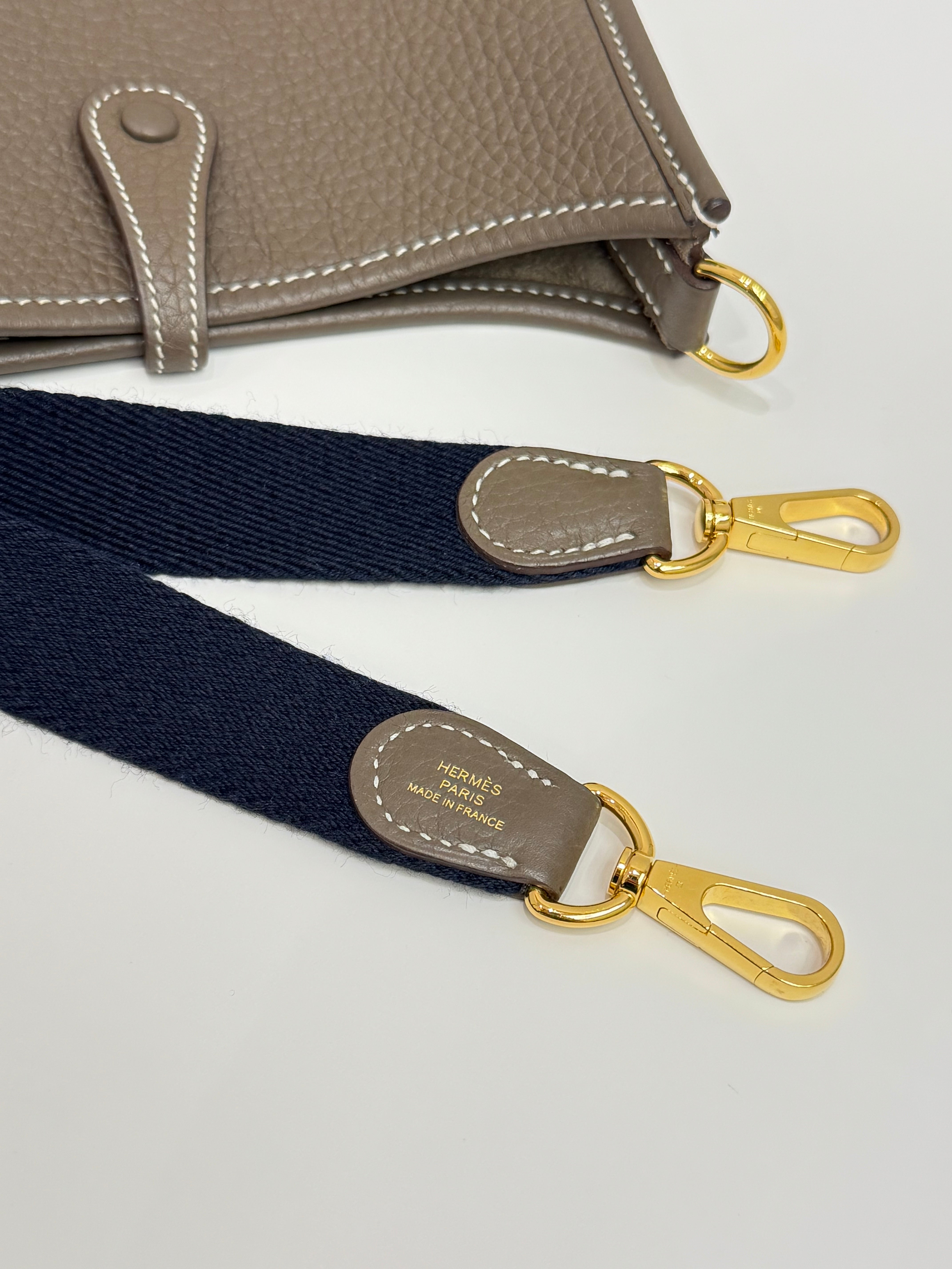 Hermes Mini Evelyne Clemence Etoupe STAMP U