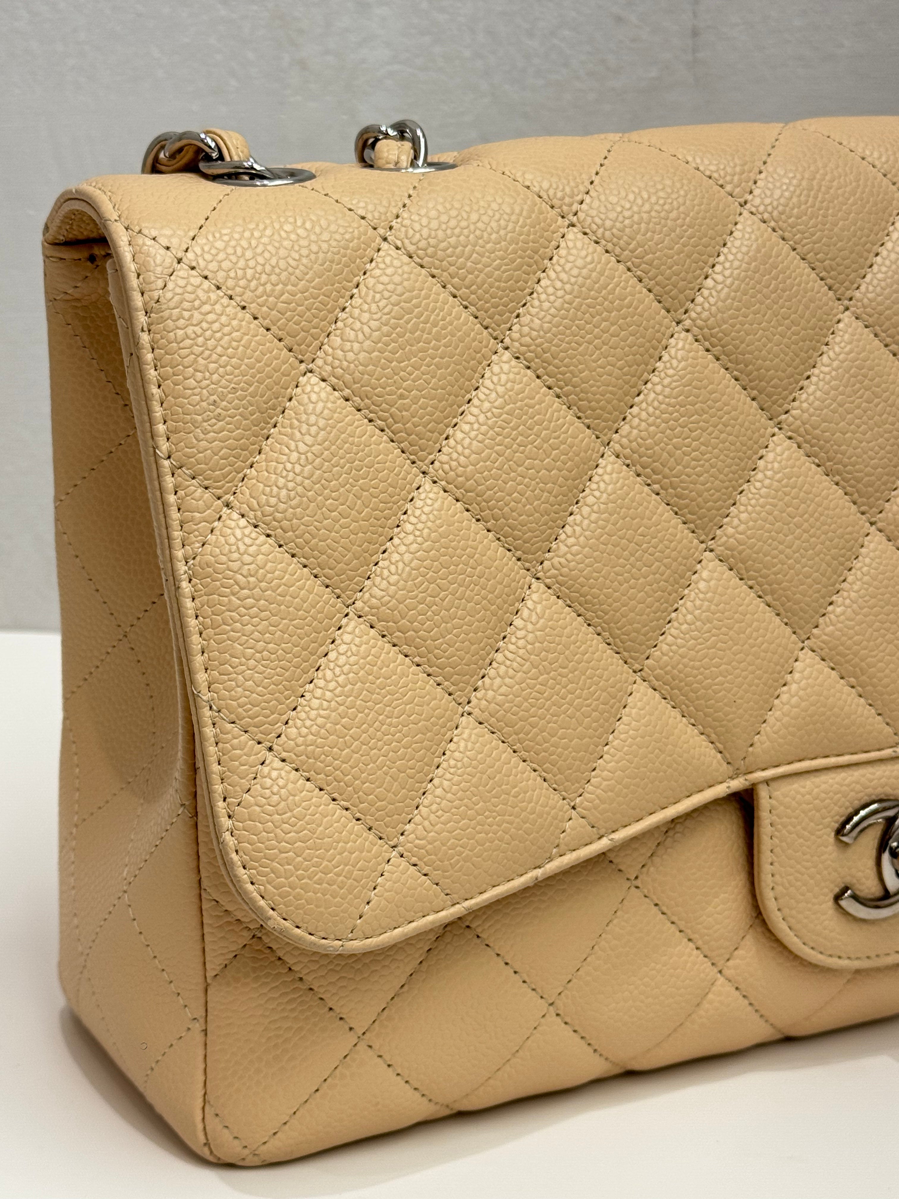 Chanel Jumbo Classic Double Flap Bag Caviar Beige