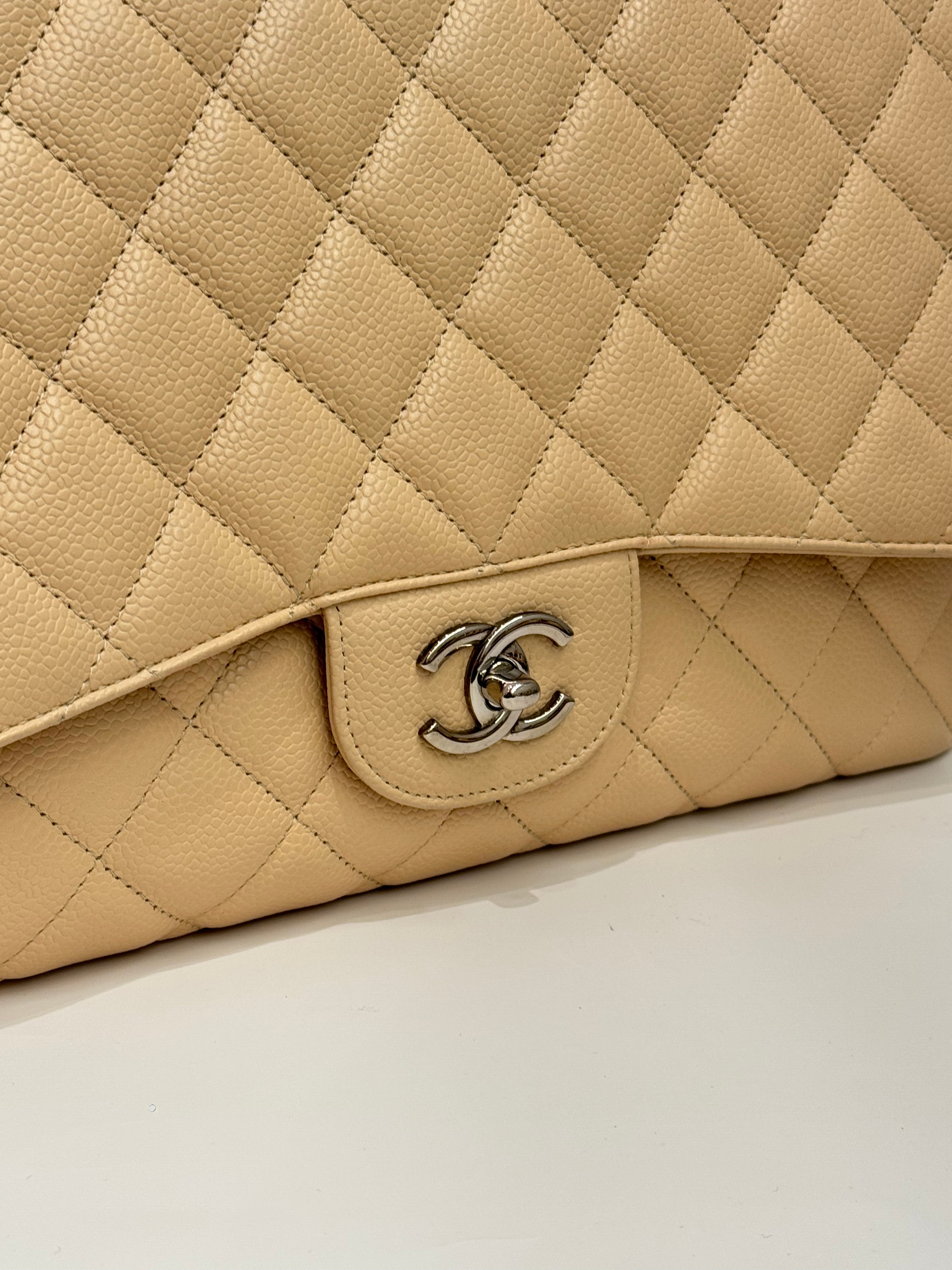 Chanel Jumbo Classic Double Flap Bag Caviar Beige