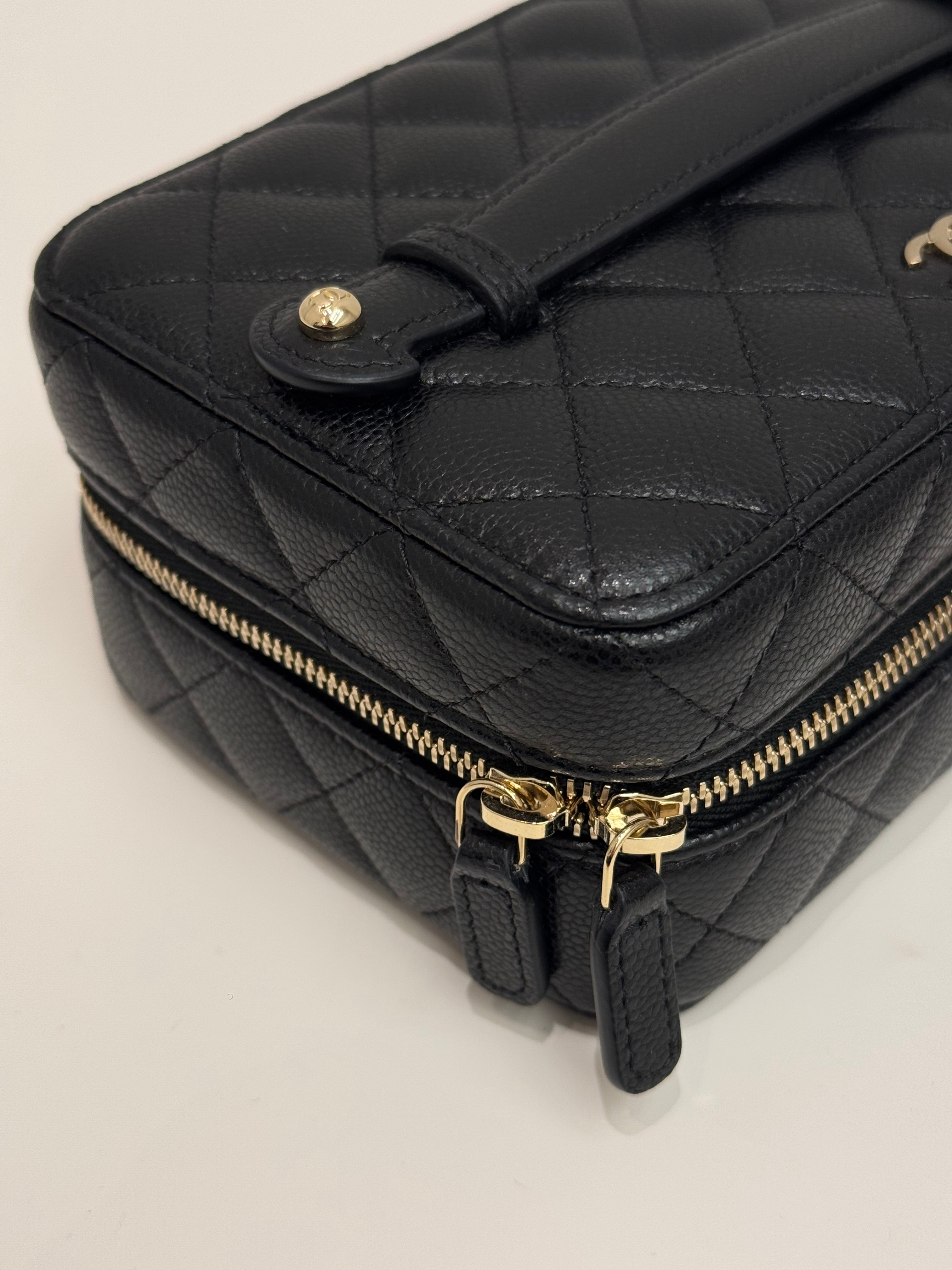 Chanel Top Handle Vanity Jewlery Box Caviar Black