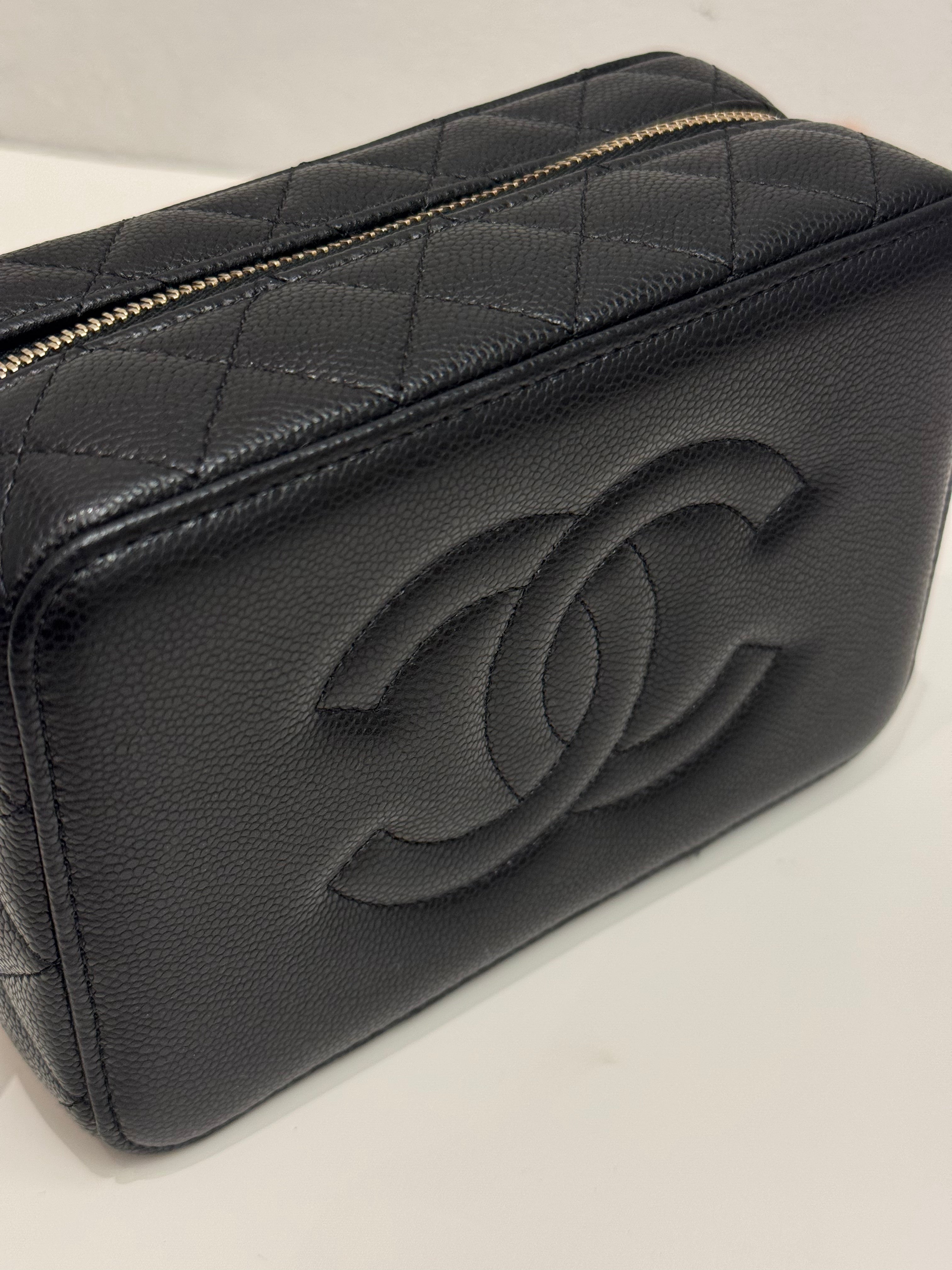 Chanel Top Handle Vanity Jewlery Box Caviar Black