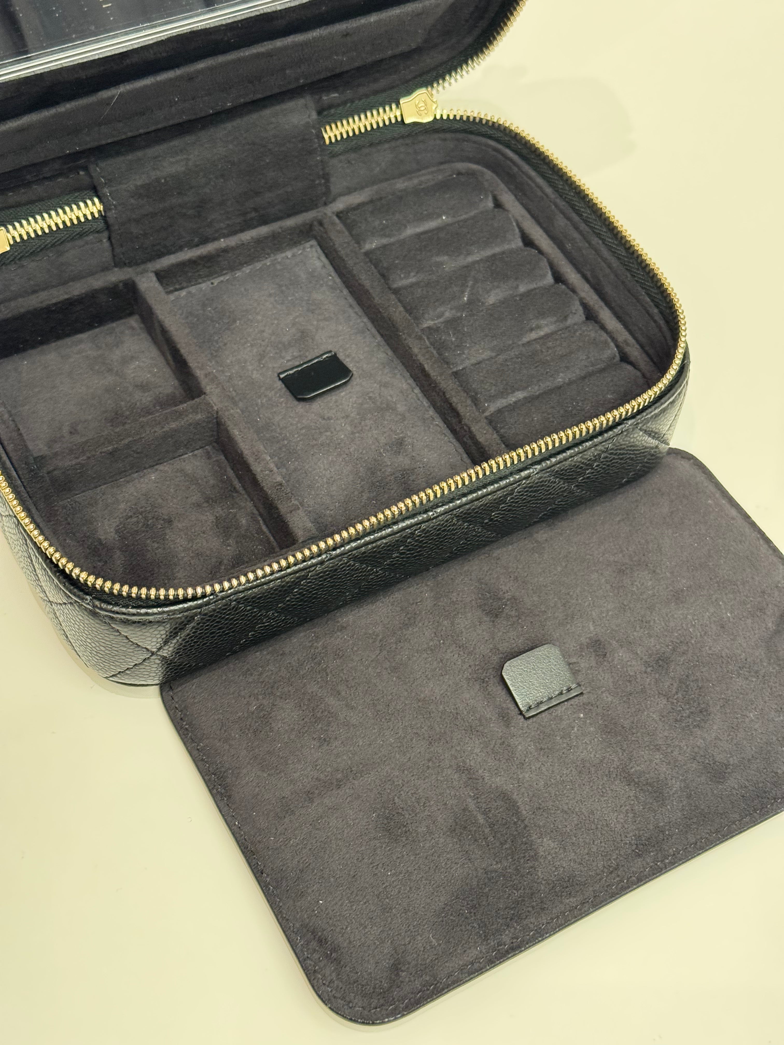 Chanel Top Handle Vanity Jewlery Box Caviar Black