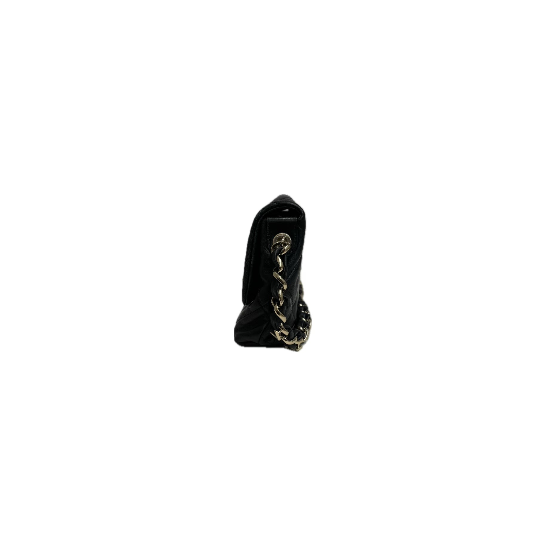 Chanel Logo Chain Flap Bag Lambskin Black