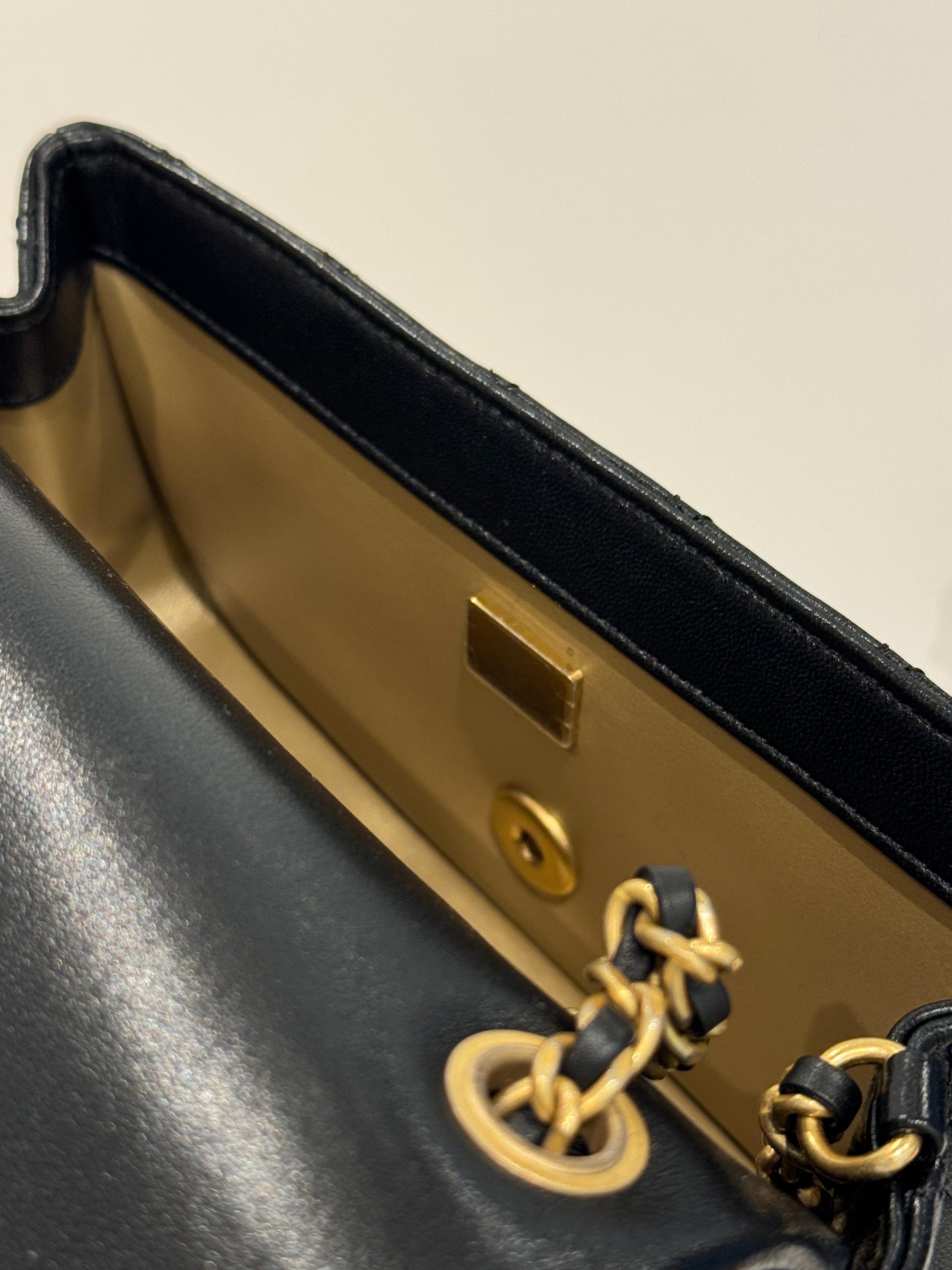 Chanel Pearl Crush Mini Rectangular Flap Bag Lambskin Black (Microchip)