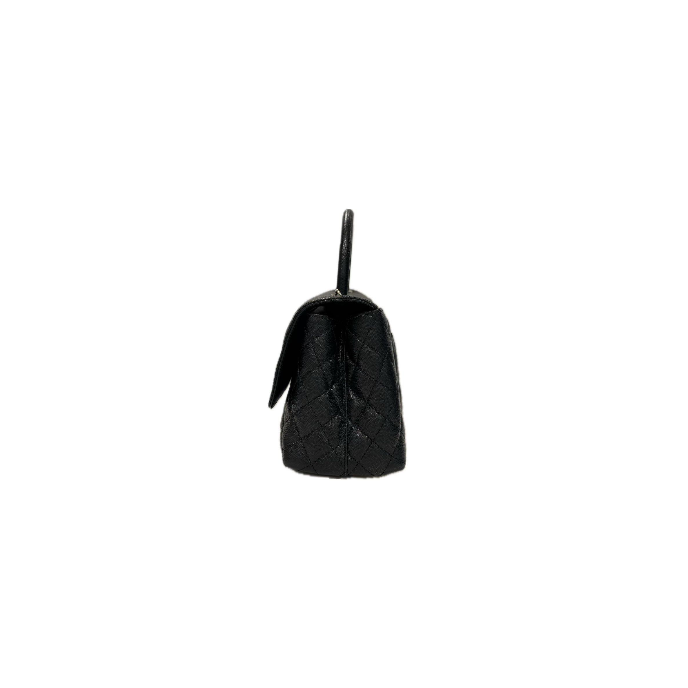 Chanel Medium Coco Handle Caviar Black (Microchip)