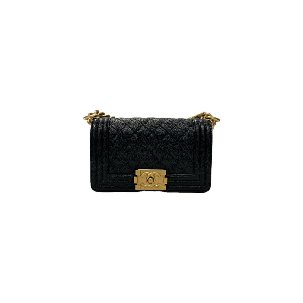 Chanel Small Boy Bag Caviar Black (Microchip)