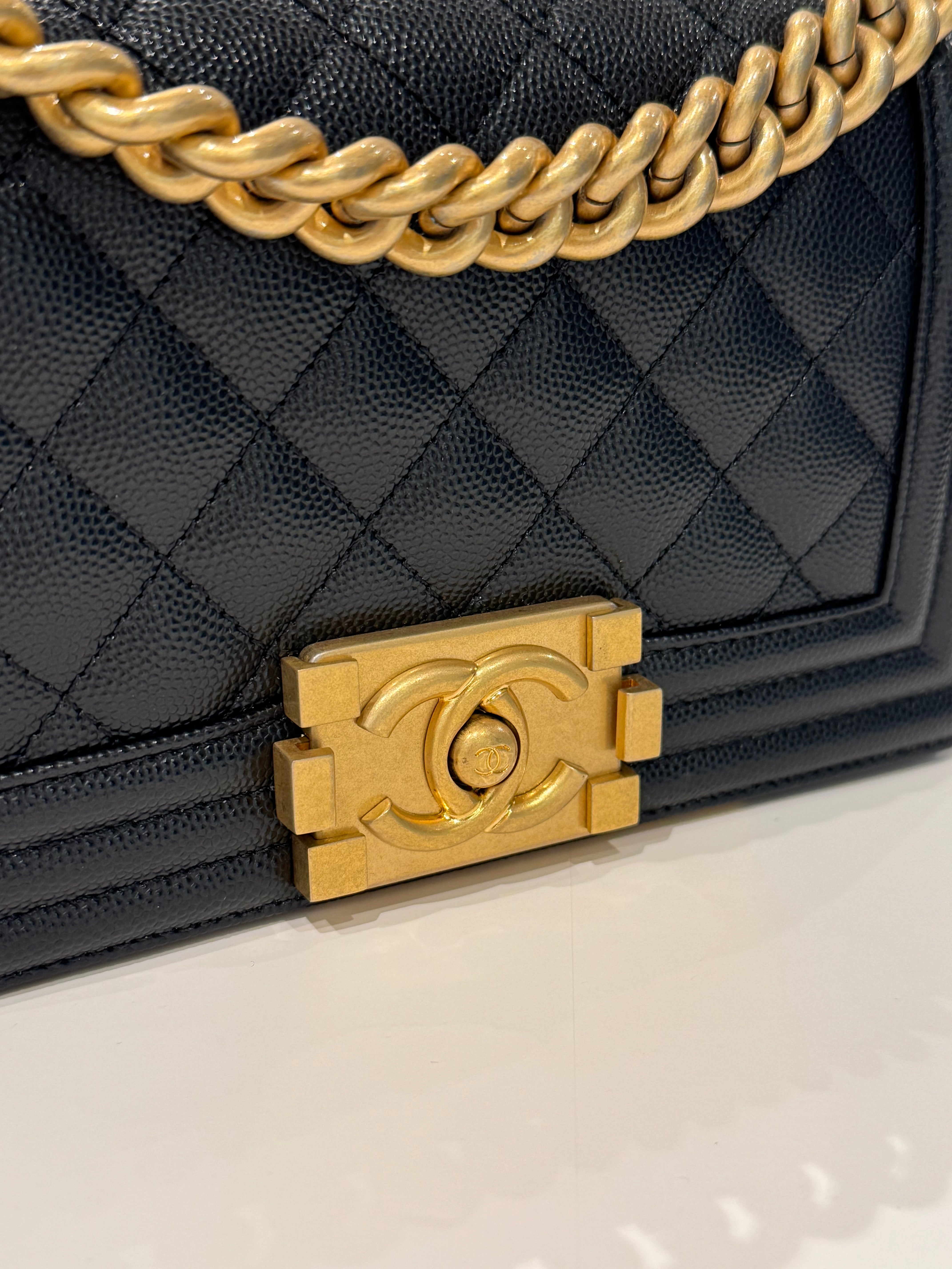 Chanel Small Boy Bag Caviar Black (Microchip)