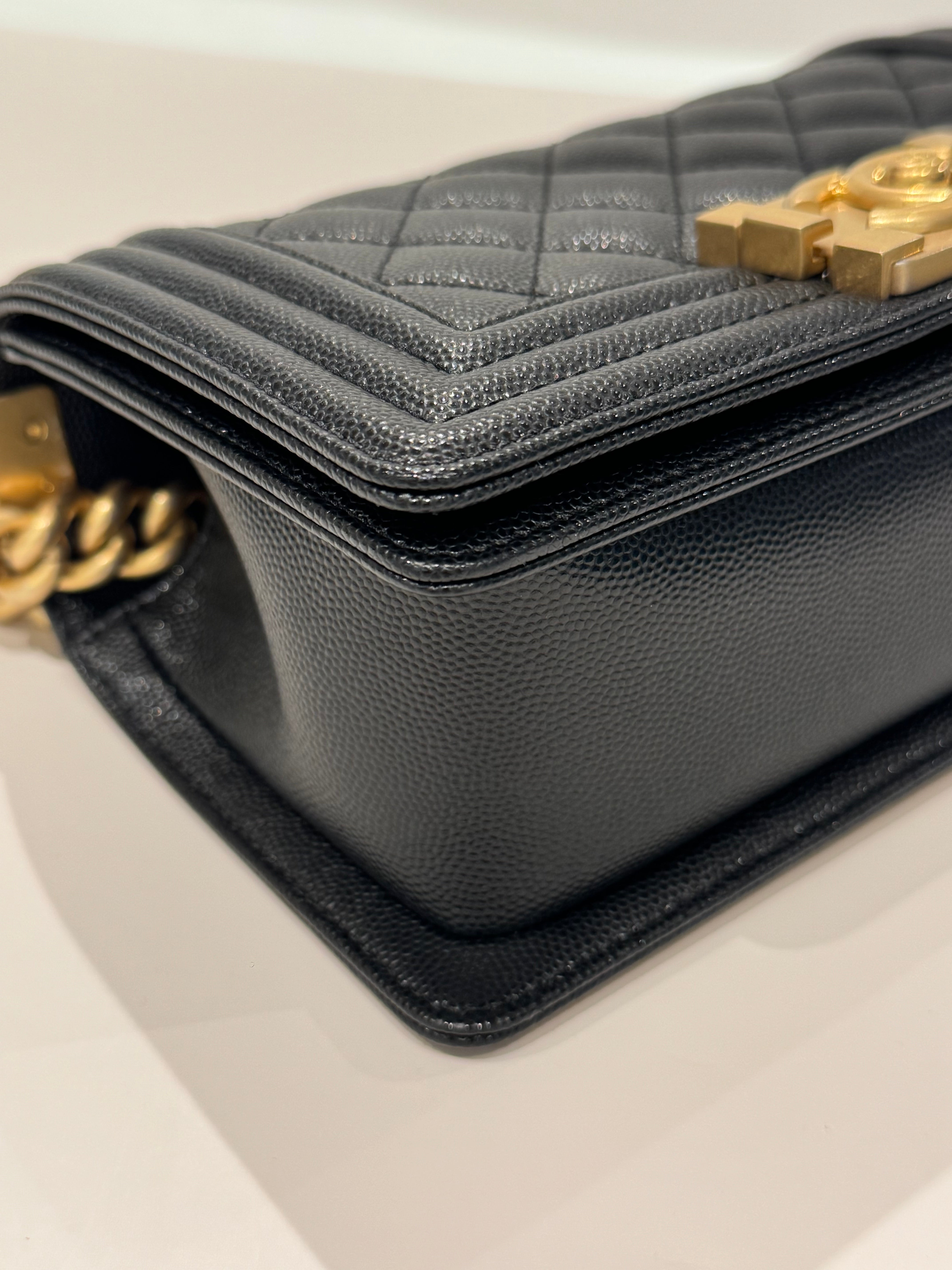Chanel Small Boy Bag Caviar Black (Microchip)