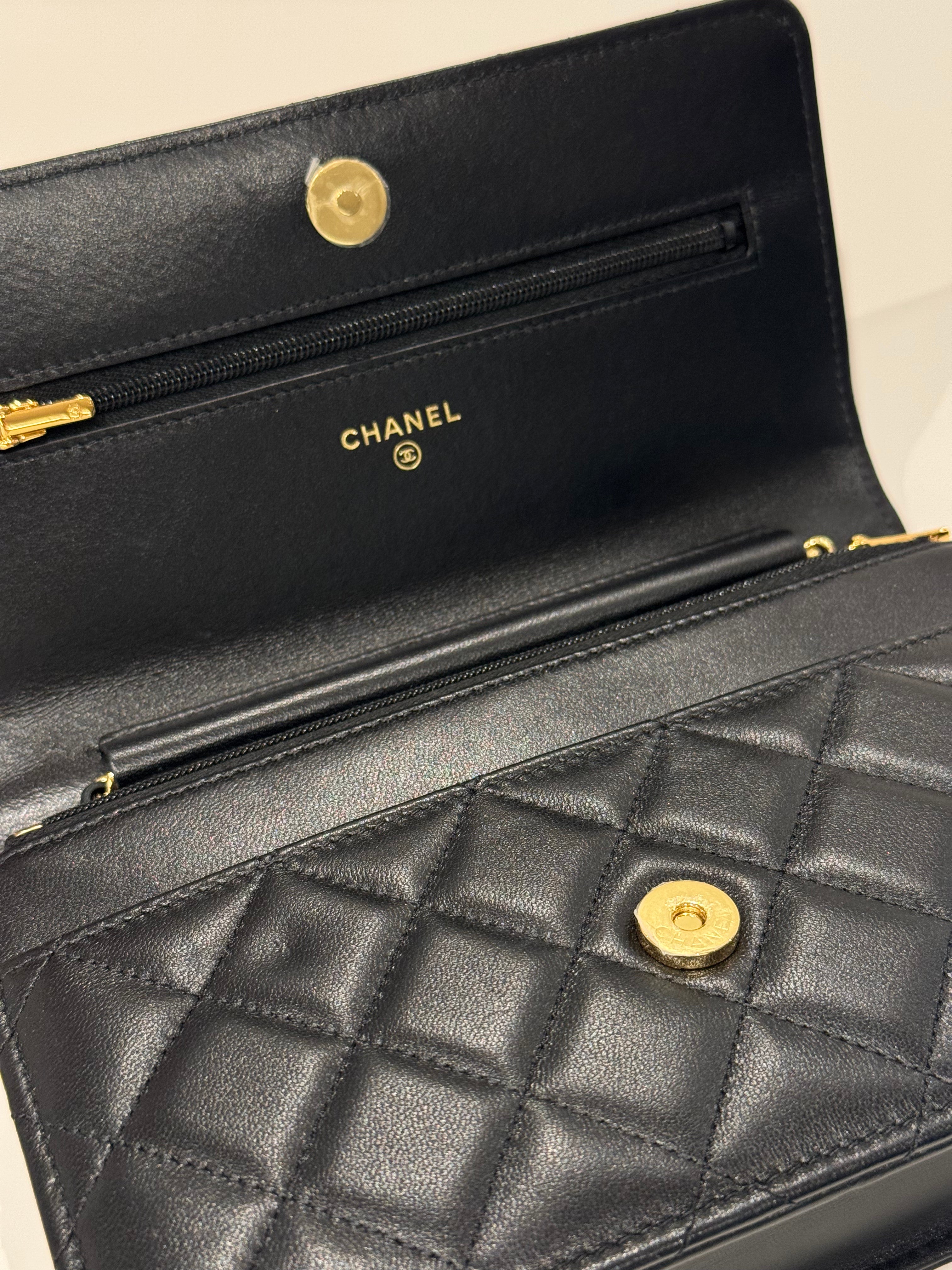 Chanel Classic Wallet On Chian Lambskin Black (Microship)
