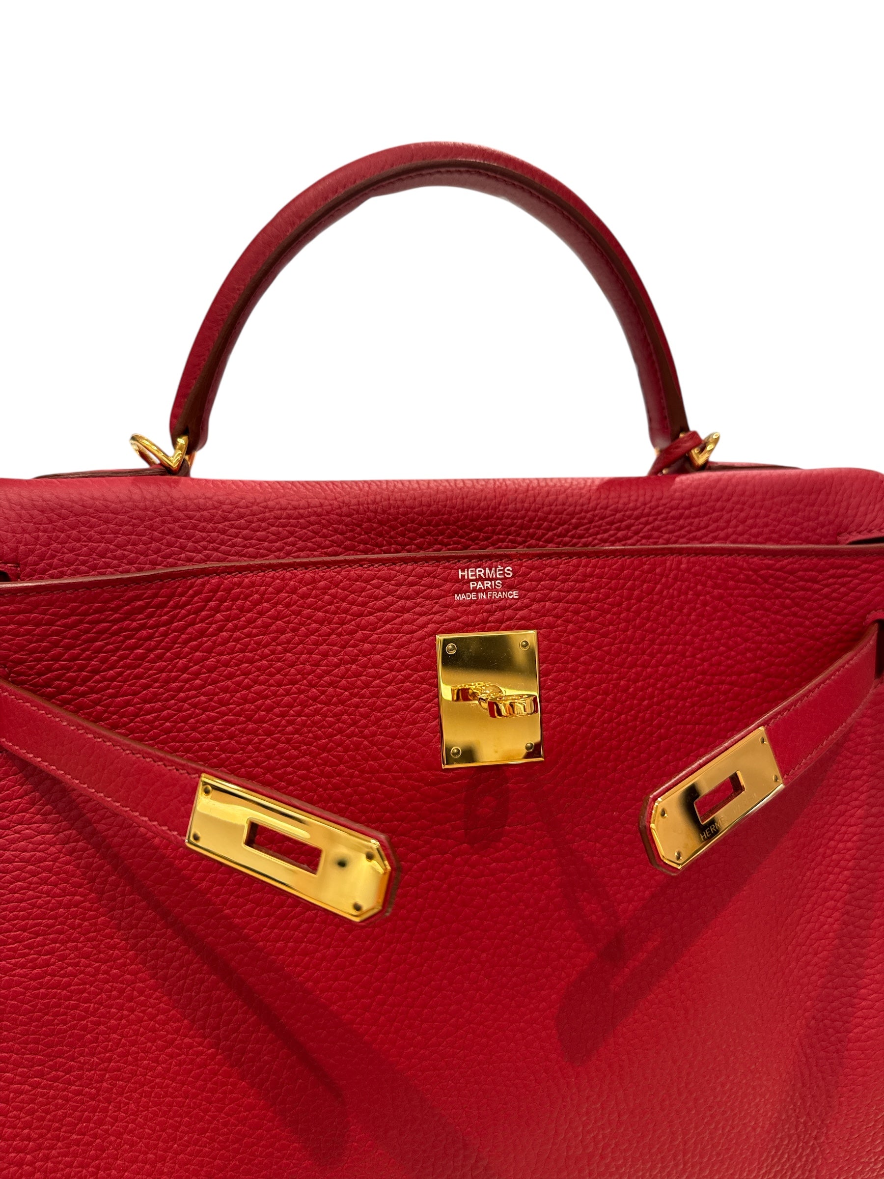 Hermes Kelly 32 Togo Rouge Casaque SQUARE R