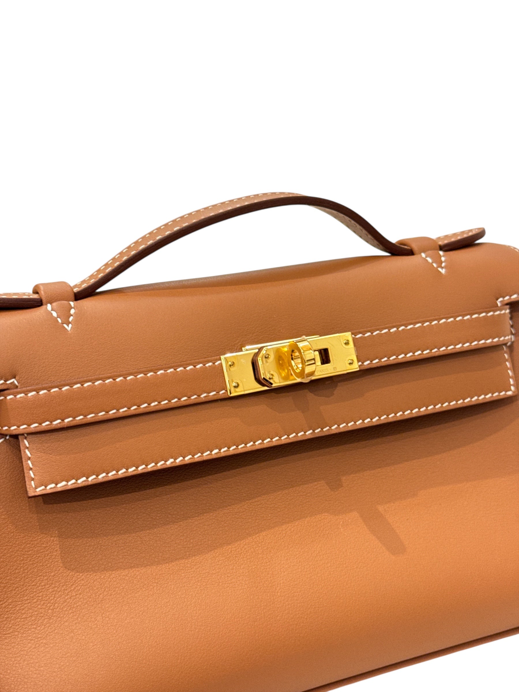 Hermes Kelly Pochette Swift Gold STAMP B