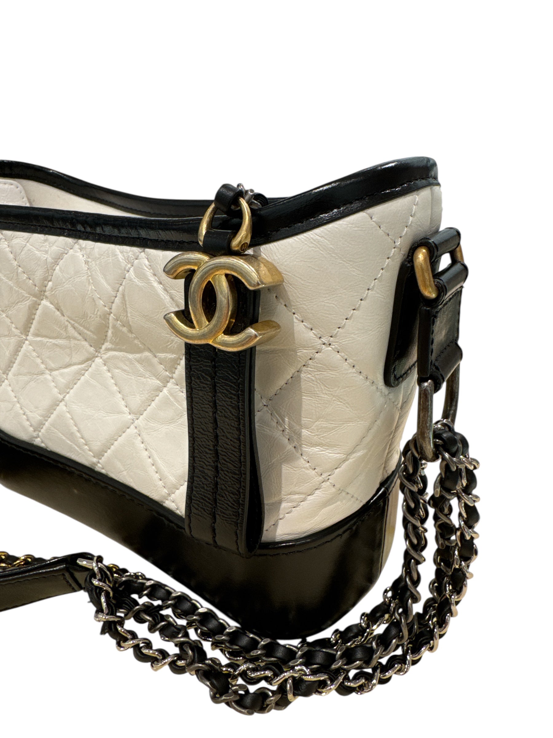 Chanel Small Gabrielle Hobo Bag Calfskin White
