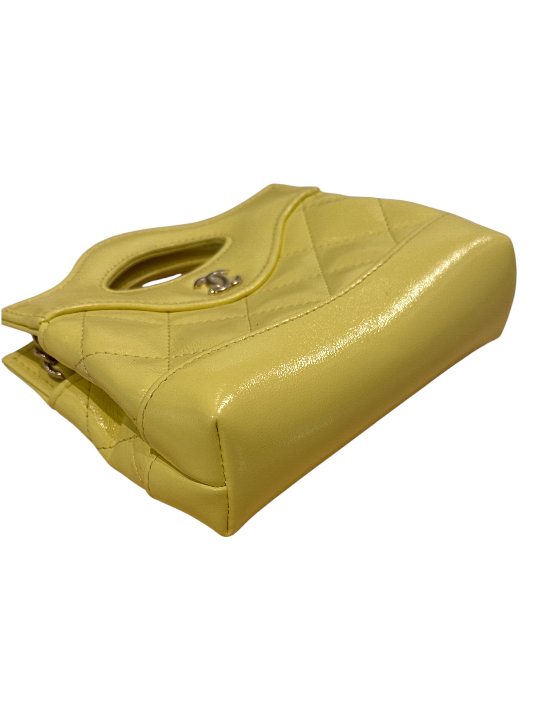 Chanel Nano 31 Clutch with Chain Shiny Calfskin Yellow
