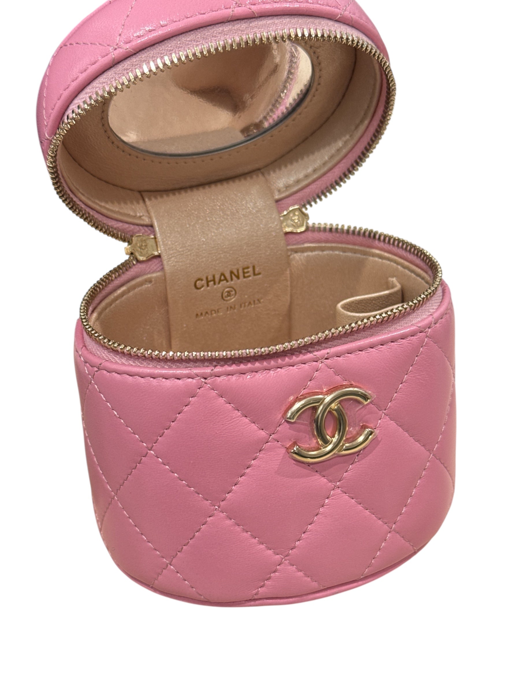 Chanel Top Handle Vanity Case Lambskin Pink