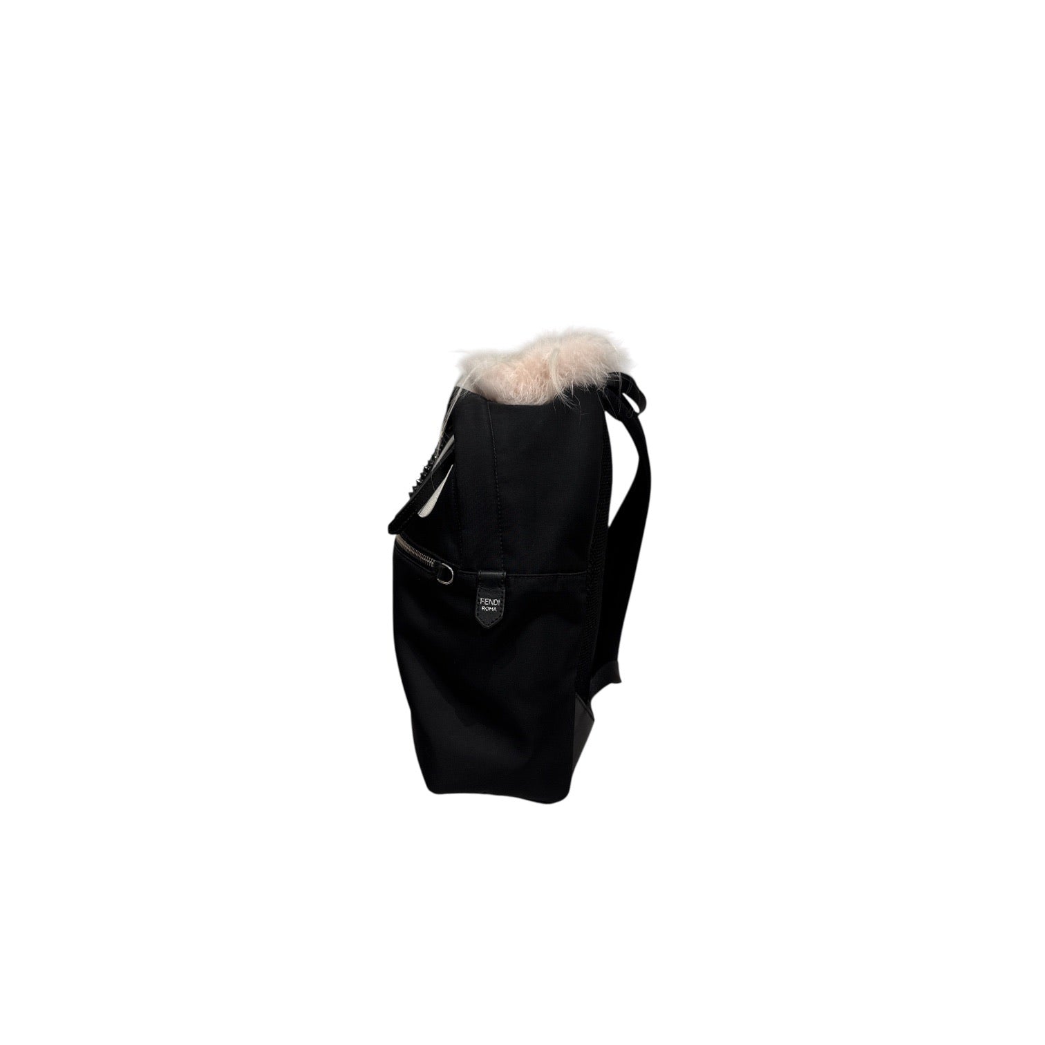Fendi Monster Backpack in Black with Fur