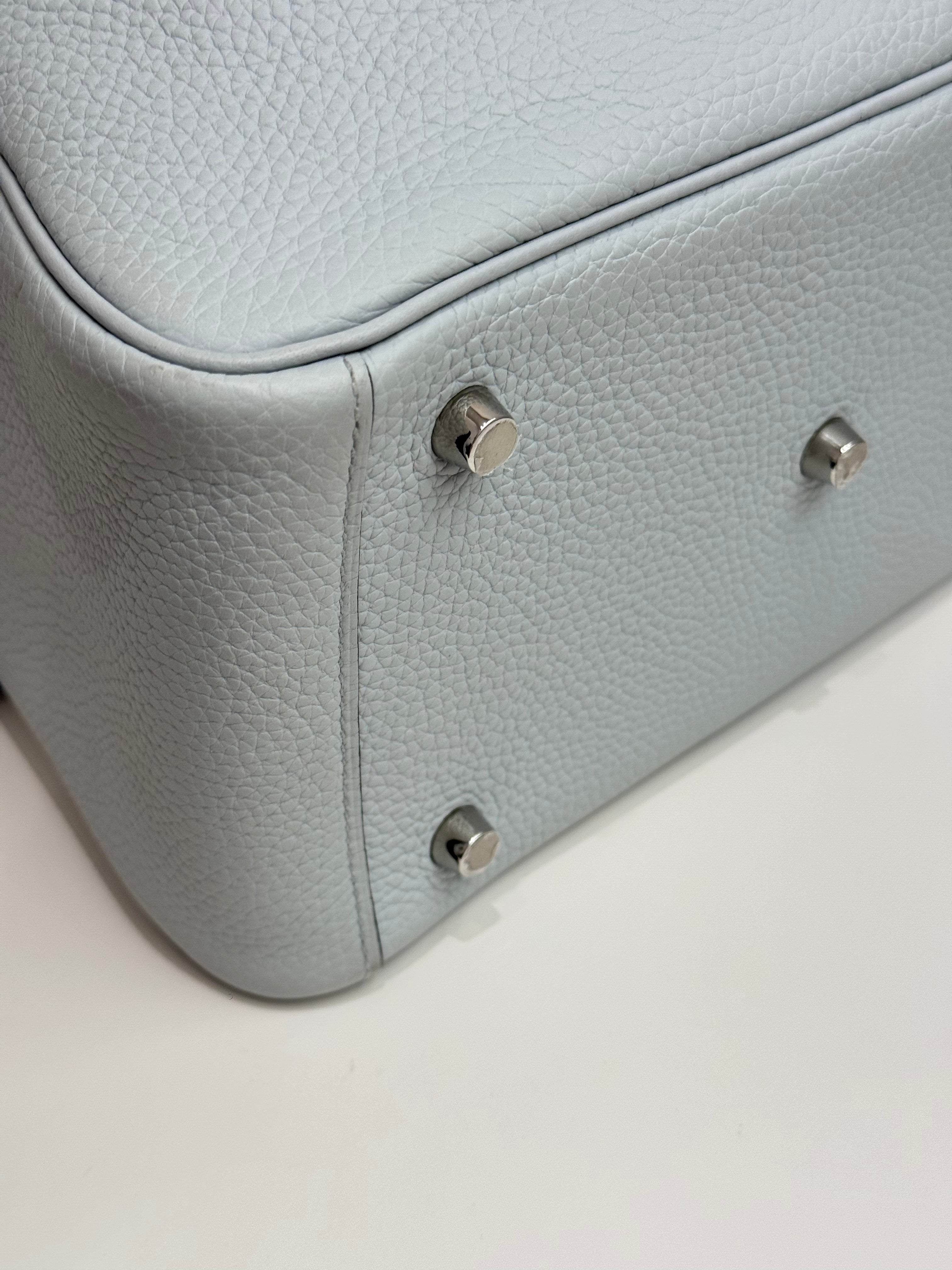 Hermes Lindy 26 Clemence Blue Pal STAMP T