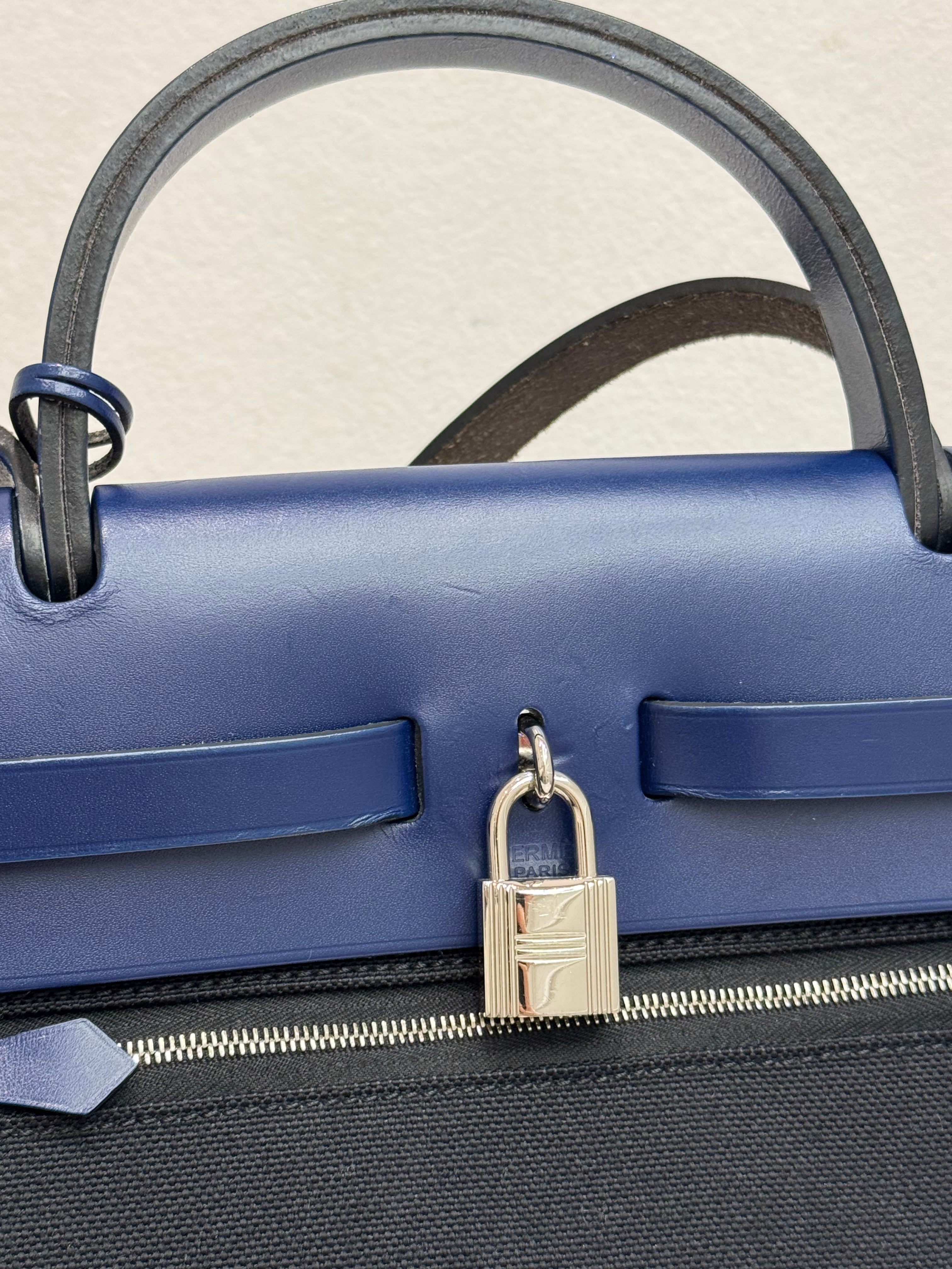 Hermes Herbag 31 Navy / Black STAMP T