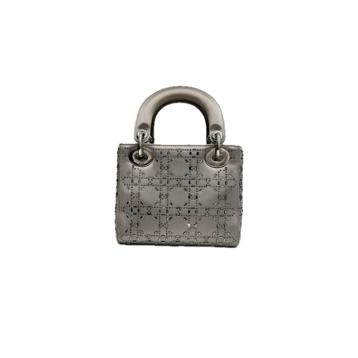 Dior Mini Lady Dior Satin Crystal Cannage Grey