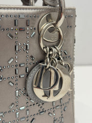 Dior Mini Lady Dior Satin Crystal Cannage Grey